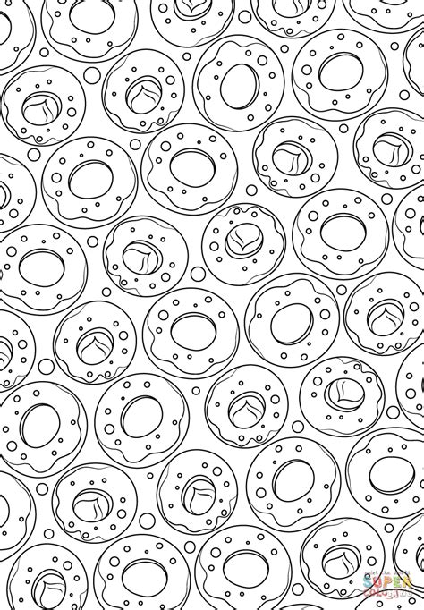 Donuts Pattern Coloring Page Free Printable Coloring Pages