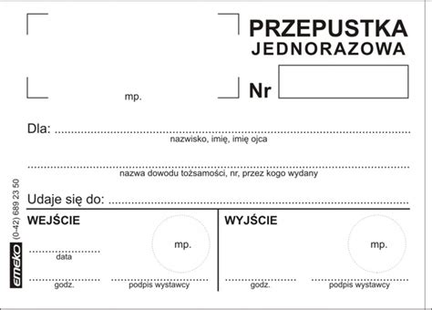 Przepustka Jednorazowa Offset K A Emeko Oficjalne