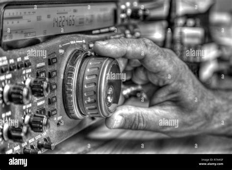 Modern High Frequency Radio Amateur Transceiver In Black And White
