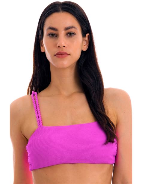 Reggiseno Bikini Testurizzato Rosa Magenta E Corda Intrecciata Top St
