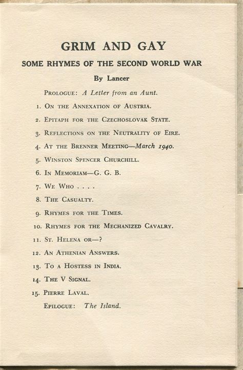 Grim And Gay Some Rhymes Of The Second World War By Lancer By LANCER Very Good Softcover 1941