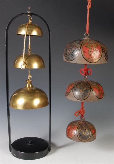 303 Vintage Chinese Hand Painted Bronze Nested Bells