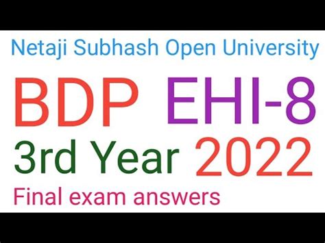 Nsou Bdp Rd Year Ehi Final Exam Questions And Answers Youtube