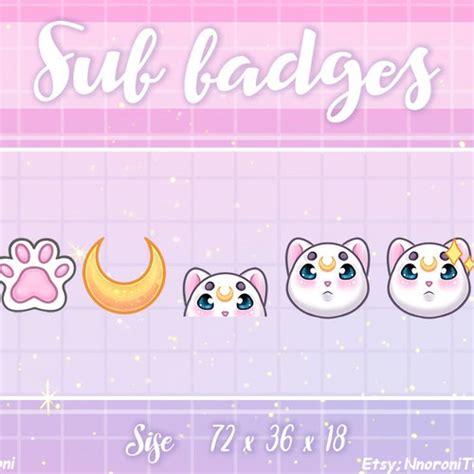 Sailor Moon Cat Twitch Sub Bit Badges Kawaii Cute Sub Etsy