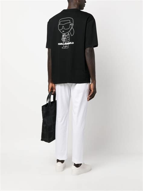 Karl Lagerfeld Ikon Outline Organic Cotton T Shirt Black Farfetch