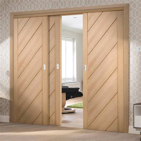 Pass Easi Three Sliding Doors And Frame Kit Monza Oak Door Unfinished