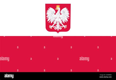 Top view of flag with coat of arms, Poland. Polish travel and patriot ...