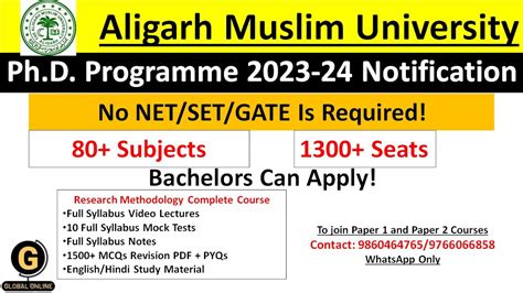 AMU PhD Programme 2023 24 Notification AMU PhD Application 2023