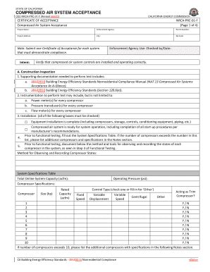 Fillable Online Energy Ca Compressed Air System Acceptance California