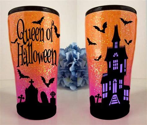 Halloween Glitter Tumbler Queen Of Halloween Tumbler Ombre Etsy Glitter Tumbler Cups