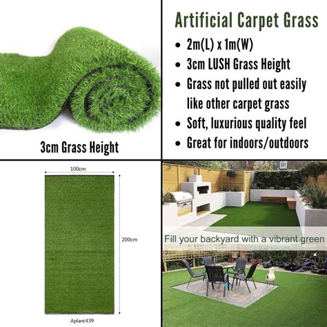 2m X 1m High Density Artificial Grass Carpet Landscaping Lawn Turf Fake