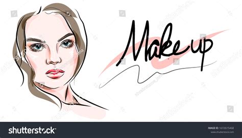 Vector Illustration Beautiful Girl Gentle Makeup Stock Vector Royalty