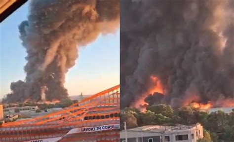 Incendio Ed Enorme Nube Nera Sulla Periferia Di Taranto Brucia Un