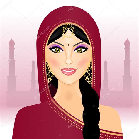 Vector Illustration Of Indian Woman Stock Vector By ©yuliaglam 10098162