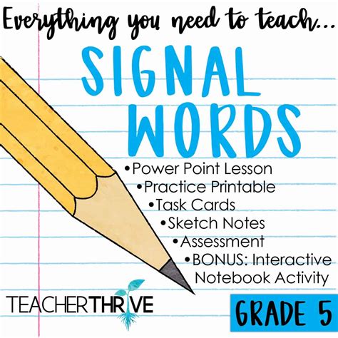 Fifth Grade Grammar Signal Words • Teacher Thrive