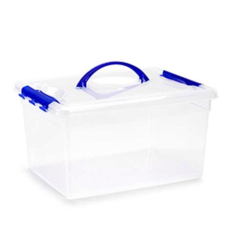 Tradineur Caja Pl Stico Con Asa Litros X X Cm Transparente