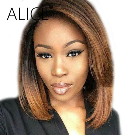 Aliexpress Buy ALICE Human Hair Bob Wigs Brown Ombre Color Remy