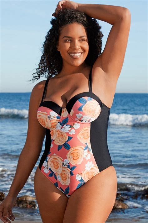 Blossom Floral Plus Size One Piece Swimsuit