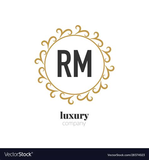 Initial Letter Rm Luxury Creative Design Logo Vector Image