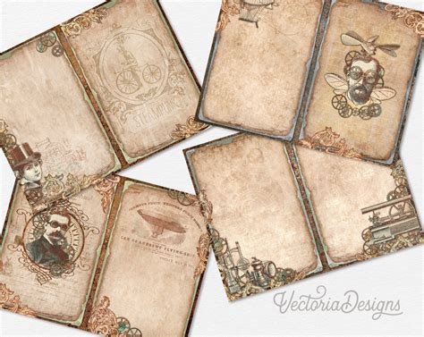 Vintage Steampunk Junk Journal Kit Steampunk Embellishments Printable