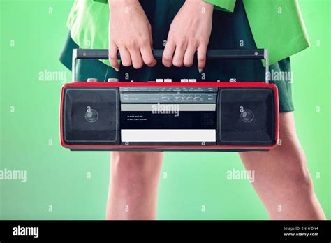 Radio Woman And Music With Retro Technology And Fashion Entertainment