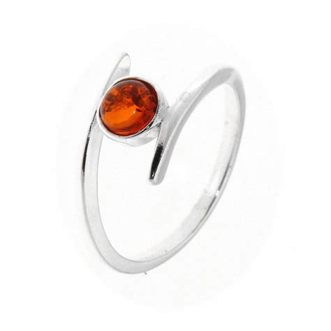 Bague Argent Ambre Pierre Ronde 6mm Ref 30954