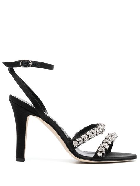 Manolo Blahnik 105mm Crystal Embellished Leather Sandals Farfetch