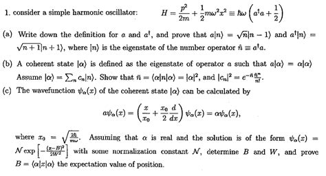 Solved Consider A Simple Harmonic Oscillator H Mr M Chegg