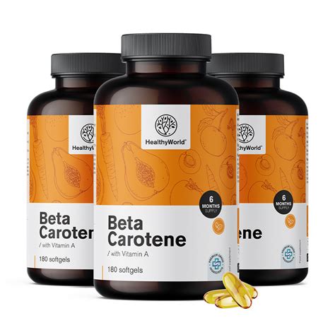 Бета-каротин 25 000 IU, 180 меки капсули - HealthyWorld.bg