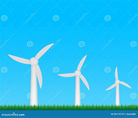 Granja De Las Turbinas De Viento Ilustración Del Vector Ilustración De Eléctrico Cubo 39113774