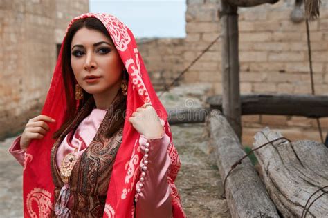 Beautiful Middle Eastern Women Wearing Traditional Dress Posing