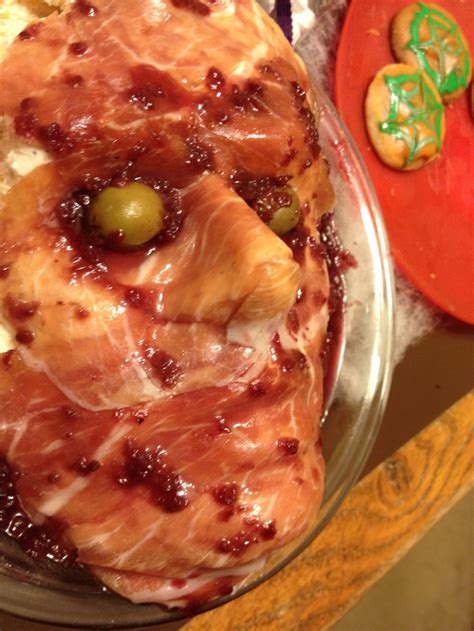 Flayed Face For Halloween Prosciutto Cream Cheese Raspberry Habanero