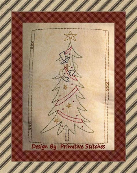 Snowman Tree Primitive Stitchery E Pattern By Primitive Stitches