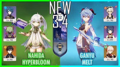 Nahida Hyperbloom Ganyu Melt New 3 4 Spiral Abyss Floor 12 9 Star