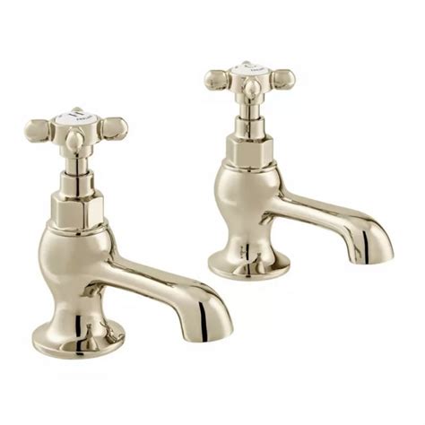 Booth Co Axbridge Cross Nickel Basin Pillar Taps Sanctuary Bathrooms