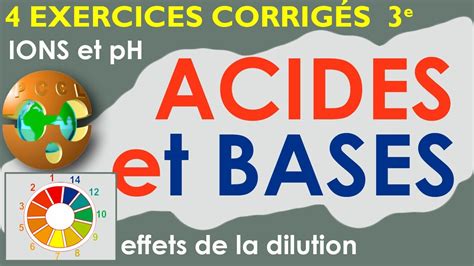 Ions et pH Acides et Bases 4 exercices corrigés Physique Chimie