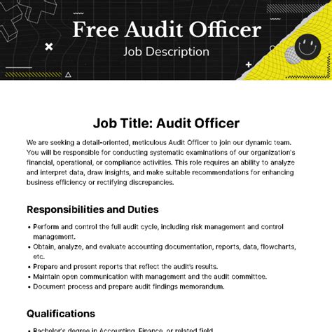 Audit Officer Job Description Template Edit Online And Download Example