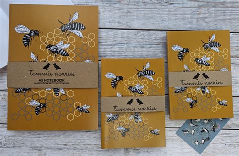 Bee Notebook Set Recycled Bee Notebooks A5 And A6 Notebook Etsy