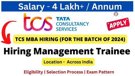 Tcs Off Campus Drive For Mba Hiring Management Trainee Salary