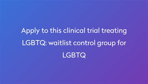 Waitlist Control Group For Lgbtq Clinical Trial 2022 Power