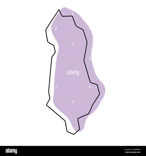 Albania Country Simplified Map Violet Silhouette With Thin Black