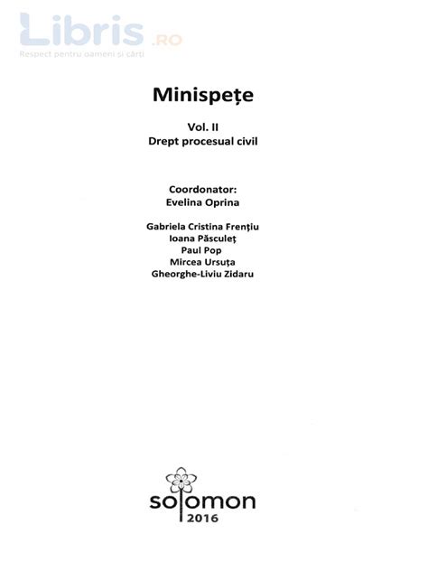 Minispete Vol 2 Drept Procesual Civil Evelina Oprina Pdf