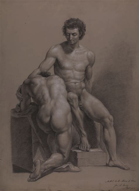 Fernández José Estudio de dos desnudos masculinos uno sentado de