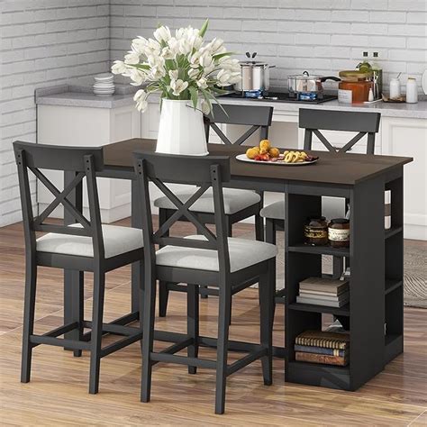 Amazon Merax Farmhouse Wood Counter Height Dining Table Set With