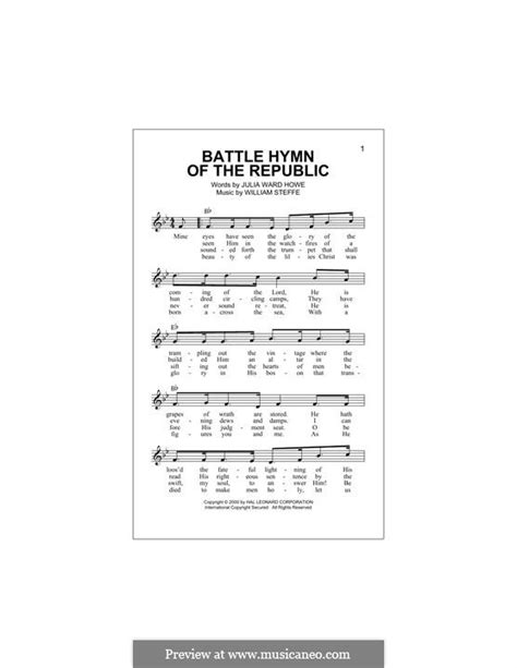 Battle Hymn Of The Republic By W Steffe Sheet Music On Musicaneo