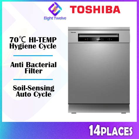 Toshiba 14 Place Settings Free Standing Dishwasher Anti Bacteria