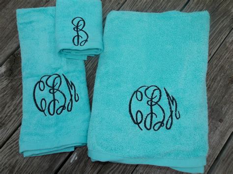 Script Monogrammed Bath Towel Set Monogrammed Towel Set