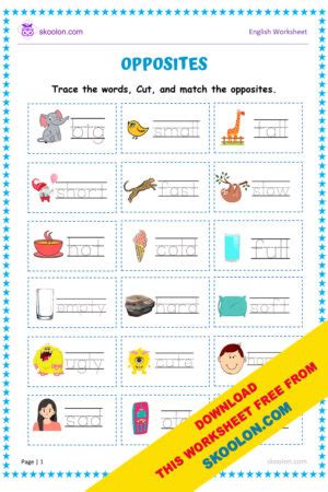 Opposites Worksheet Skoolon