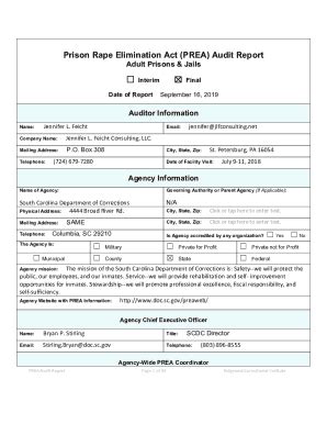 Fillable Online PREA Facility Audit Report Final South Carolina