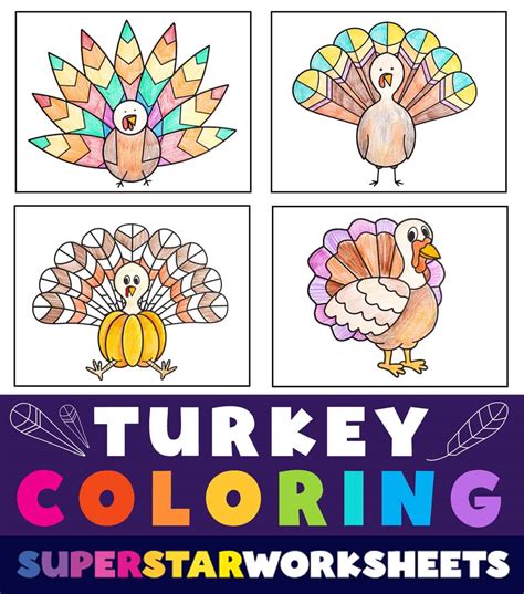 Turkey Coloring Pages Superstar Worksheets